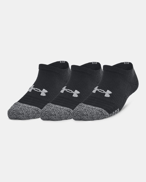 Kids' HeatGear® 3-Pack No Show Socks in Black image number 0